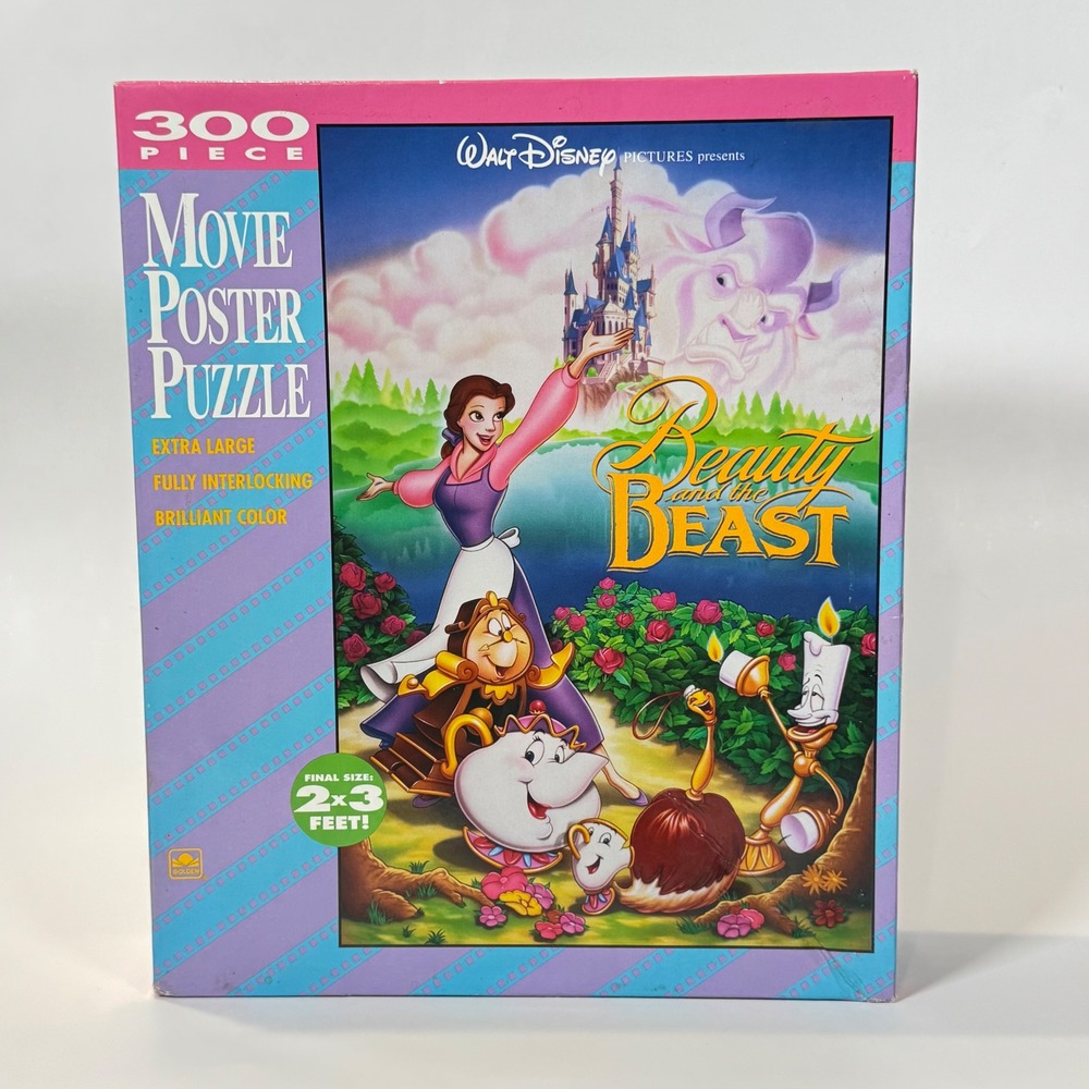 Disney Beauty and the Beast 300 Piece Movie Poster Puzzle Golden 5157 Vintage